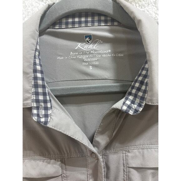 KÜHL Women’s Long Sleeve Performance Button Down Shirt Gray Stretch Hiking Small - Picture 4 of 7